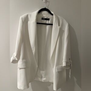 Zara White Blazer Lightweight Suit Jacket